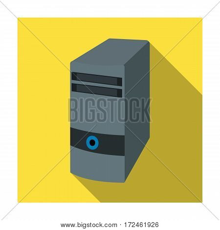 Computer case icon in flat design isolated on white background. Personal computer accessories symbol stock vector illustration.