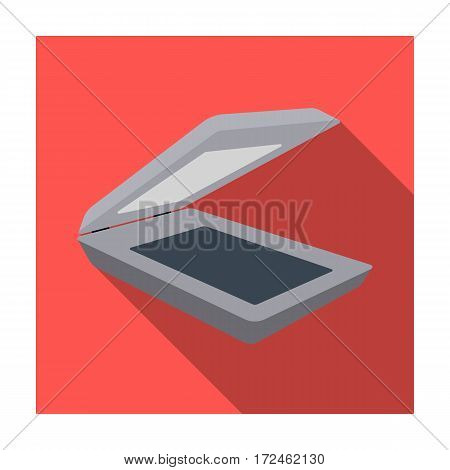 Scanner icon in flat design isolated on white background. Personal computer accessories symbol stock vector illustration.