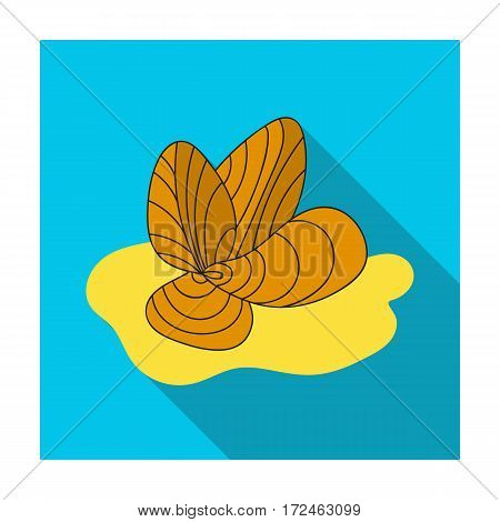 Mussels icon in flat design isolated on white background. Sea animals symbol stock vector illustration.