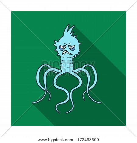 Blue virus icon in flat design isolated on white background. Viruses and bacteries symbol stock vector illustration.