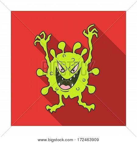 Green virus icon in flat design isolated on white background. Viruses and bacteries symbol stock vector illustration.