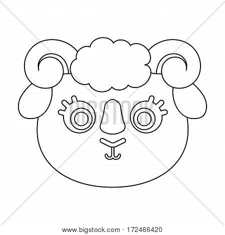 Ram muzzle icon in outline design isolated on white background. Animal muzzle symbol stock vector illustration.
