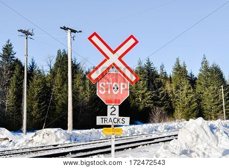 Railway Crossing filled with snow at Whisler ,BC