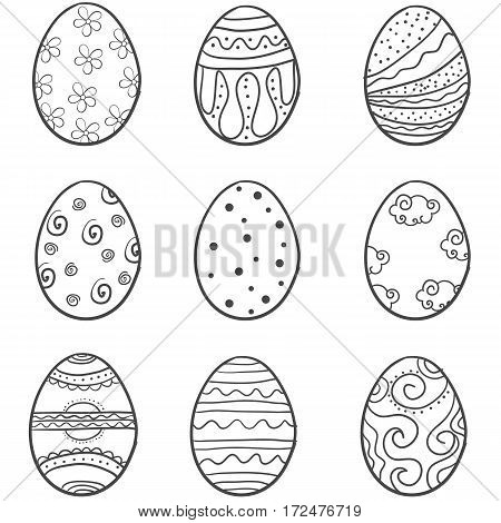 Doodle of easter egg set style vector illustration