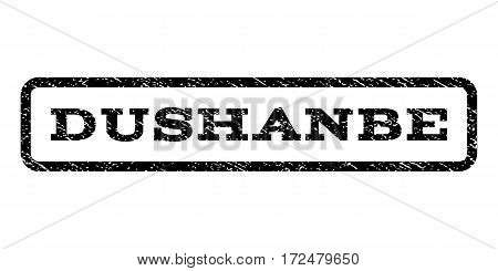 Dushanbe watermark stamp. Text caption inside rounded rectangle frame with grunge design style. Rubber seal stamp with dirty texture. Vector black ink imprint on a white background.