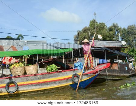 Wooden Boats On The River In Vietnam