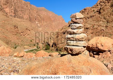 Stones Pyramid In Todgha Gorge. Morocco