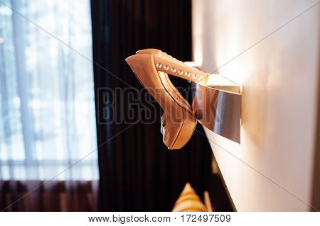 Beautiful Bridal Beige Shoes Hang On The Wall Lamp