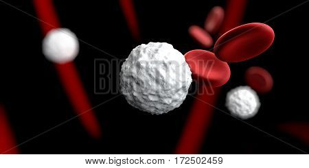3d Illustration of White , red blood cells , Leukocytes , Infectious disease
