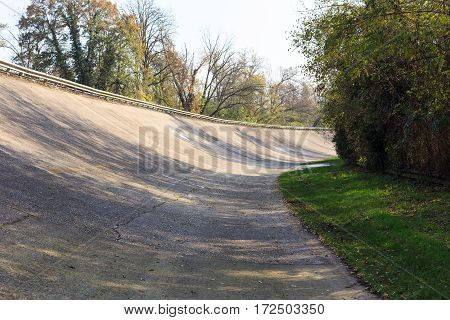 Generic view of Monza high-speed oval with banked sopraelevata curves in a autumn day