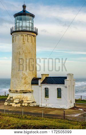 North Head Lighthouse at Pacific coast, Cape Disappointment, built in 1898, WA, USA