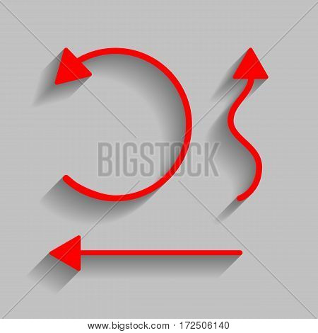 Simple set to Interface Arrows Vector. Red icon with soft shadow on gray background.