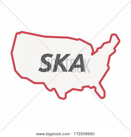 Isolated Line Art Usa Map With    The Text Ska
