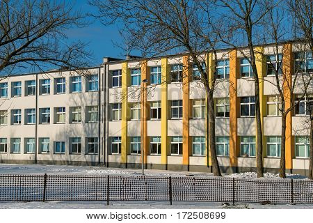 Exterior of renovated school building. Estonia Europe
