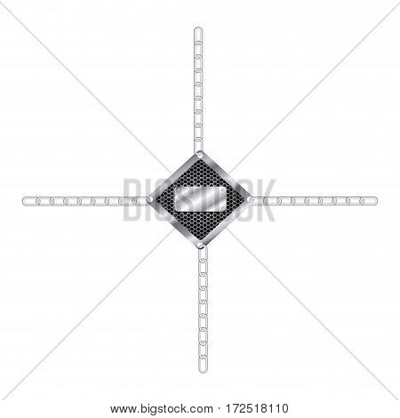 silver tools blank warnings with chains icon, vector illustration design