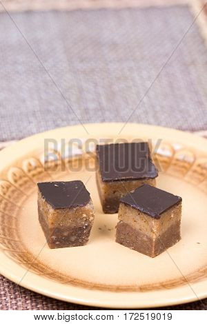 Homemade Chocolate Bajadera Cookies On The Plate
