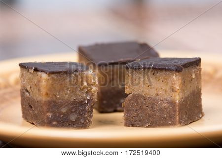 Homemade Chocolate Bajadera Cookies On The Plate
