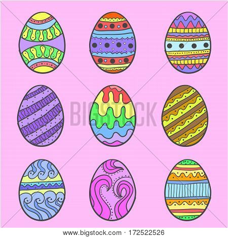 Doodle of easter egg colorful set vector illustration