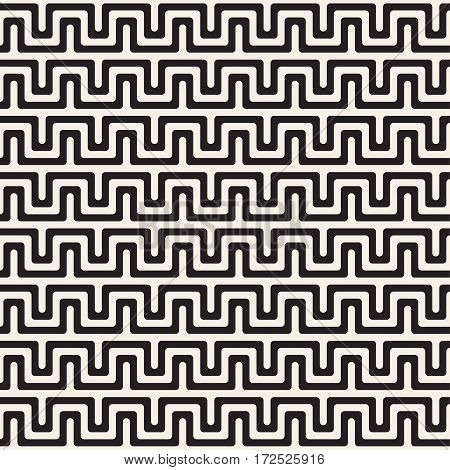 Maze Tangled Lines Contemporary Graphic. Vector Seamless Black And White Pattern.