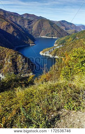 Autumn Panorama of Tsankov kamak Reservoir, Smolyan Region, Bulgaria