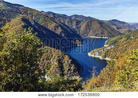 Autumn Panorama of Tsankov kamak Reservoir, Smolyan Region, Bulgaria