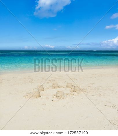 Sandy tropical Wolmar beach at sunny day.  Mauritius