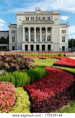 RIGA/ LATVIA - JULY 25, 2015: Latvian National Opera in summer. Riga Latvia.