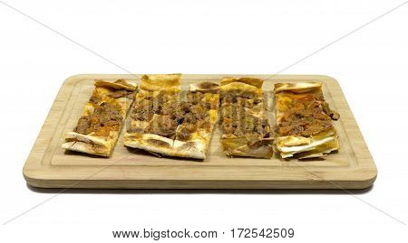 Traditional delicious meat minced Turkish pizza. `Pide`