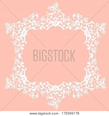 white rose flowers frame - elegant floral lace vector design