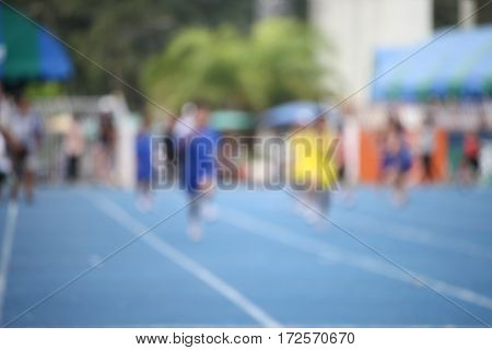 Blur of Thai children are in running competitionin Thailand