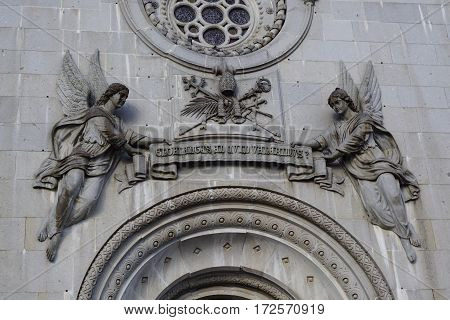 Horizontal image of frontage Sao Torcato church in Guimarães, Portugal.