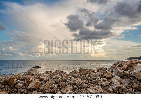 The mountains and the sky in the evening on the beach Jaz
