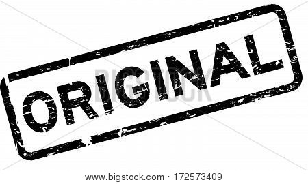 Grunge black original square rubber seal stamp on white background