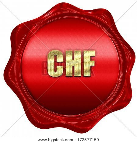 chf, 3D rendering, red wax stamp with text