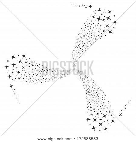 Space Star fireworks swirl rotation. Vector illustration style is flat gray iconic symbols on a white background. Object whirl organized from random design elements.