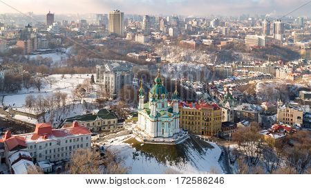Aerial drone photo of iconic City of Kiev Tower bridge and river Thames.