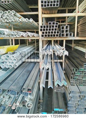 Many steel type in steel factory warehouse for,construction industries