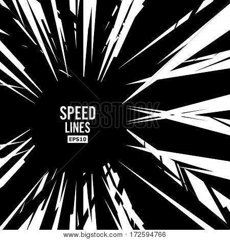 Comic Speed Lines Vector. Graphic Explosion Of Speed Lines. Comic Book Design Element. Manga Speed Frame. Superhero
