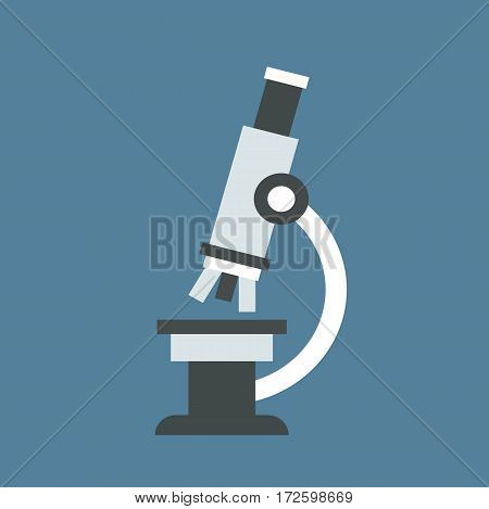 Microscope icon in flat design. Microscope sign for laboratory. Vector stock.