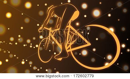 Light line of racer ride on bicycle