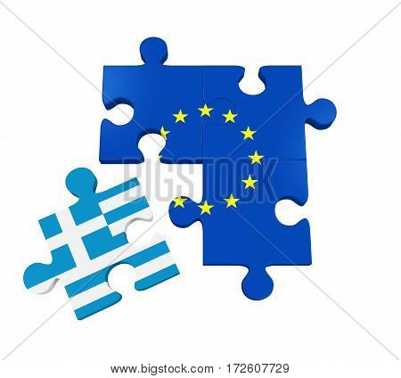 Grexit Puzzle Pieces isolated on white background. 3D render