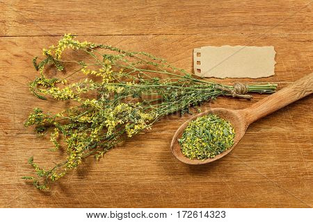 Melilot. Dried herbs for use in alternative medicine spa herbal cosmetics herbal medicine preparing infusions decoctions tinctures powders ointments butter tea bath.