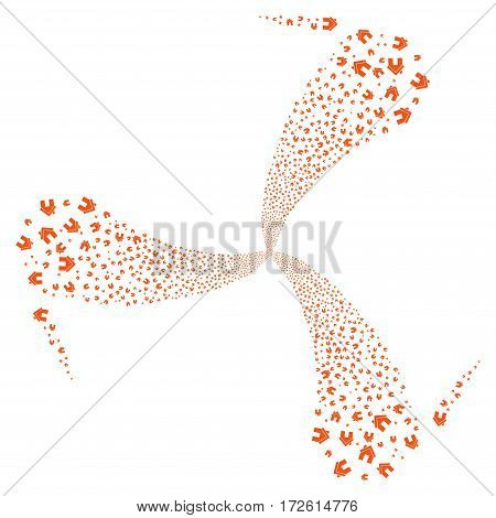 Home fireworks swirl rotation. Vector illustration style is flat orange iconic symbols on a white background. Object whirl constructed from random symbols.
