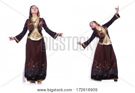 Young lady dancing traditional azeri dance