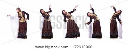 Young lady dancing traditional azeri dance