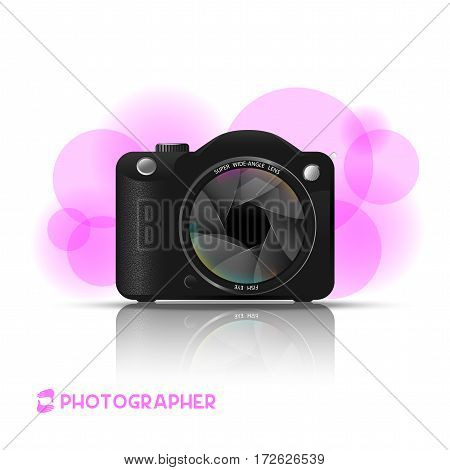 camera image with a wide angle lens on a white background