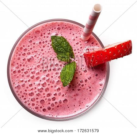 Glass Of Strawberry Milkshake