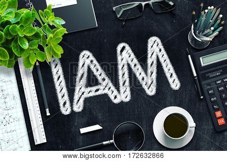 Black Chalkboard with IAM. 3d Rendering. Toned Image.