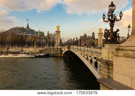 The famous  Alexandre III Bridge, Paris, France