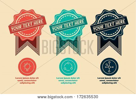 Infographics elements - 3 retro labels and icons